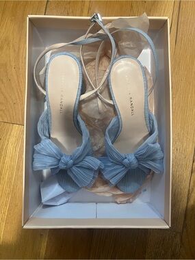NIB/NWT Loeffler Randall Camellia Blue Pleated Bow Heel
